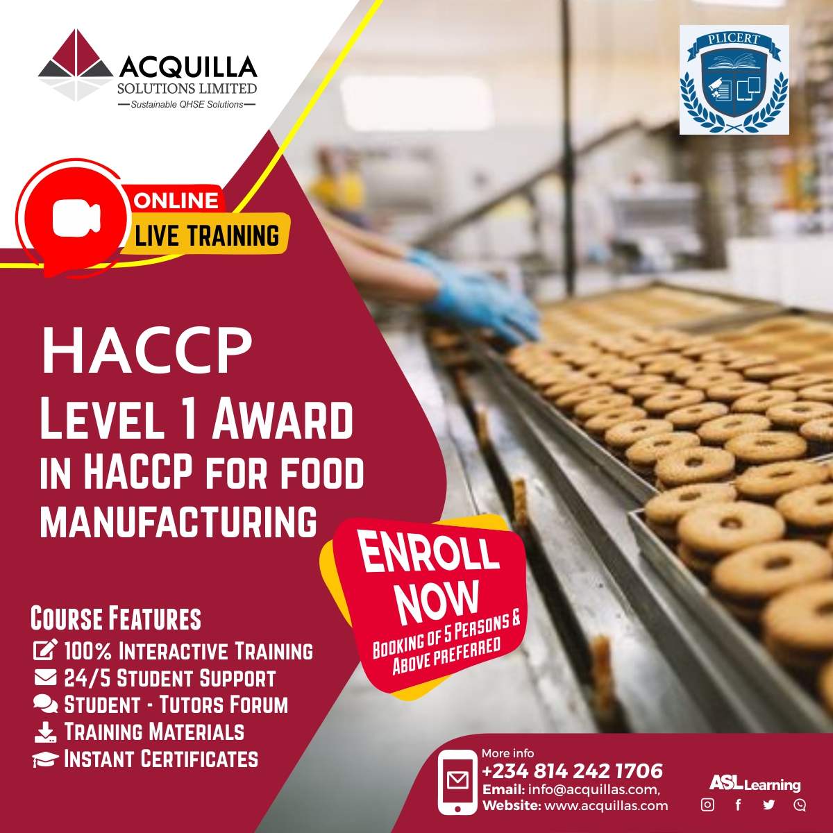 HACCP Level 1 Award in HACCP for food manufacturing ASL Learning