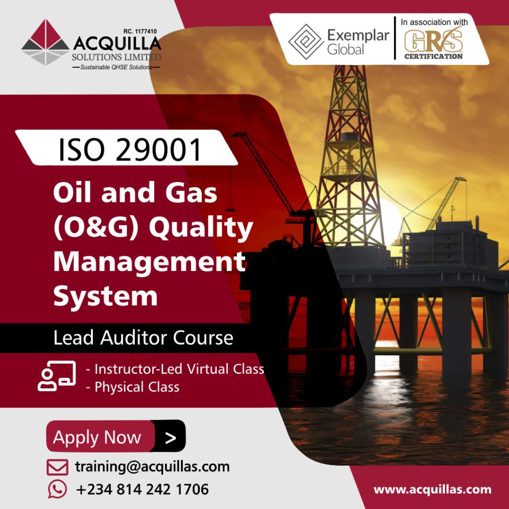 ISO 29001 Oil and Gas OG Quality Management System Lead Auditor Course 1 - Courses